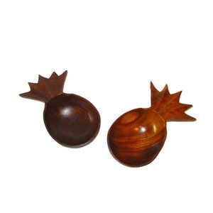 *MCM Vintage Monkey Pod Pineapple Bowl Fruit Nuts Candy Bowl Dish - Set of 2